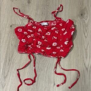 Hollister Red Floral Tank Top